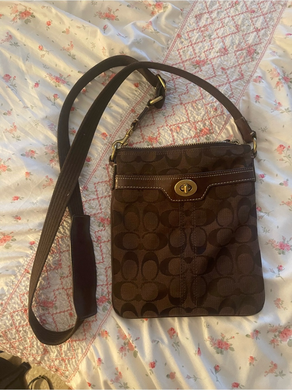 Coach Brown Signature Canvas Crossbody Messenger Bag